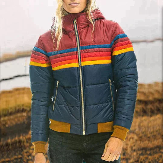 Roswitha - Retro parkas med hette i fuskepels til dame