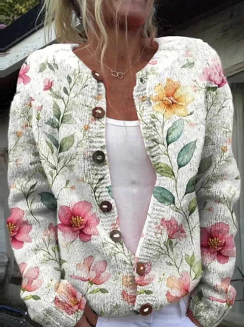 Stilig cardigan med blomstermønster