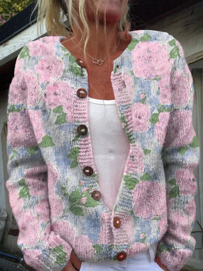 Stilig cardigan med blomstermønster